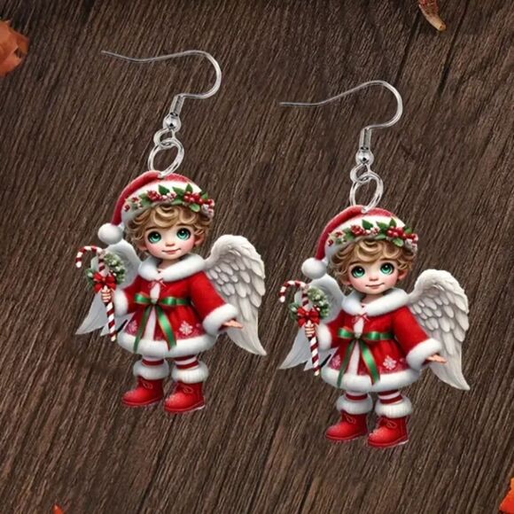 Hand crafted holiday dangle earrings - Picture 4 of 8